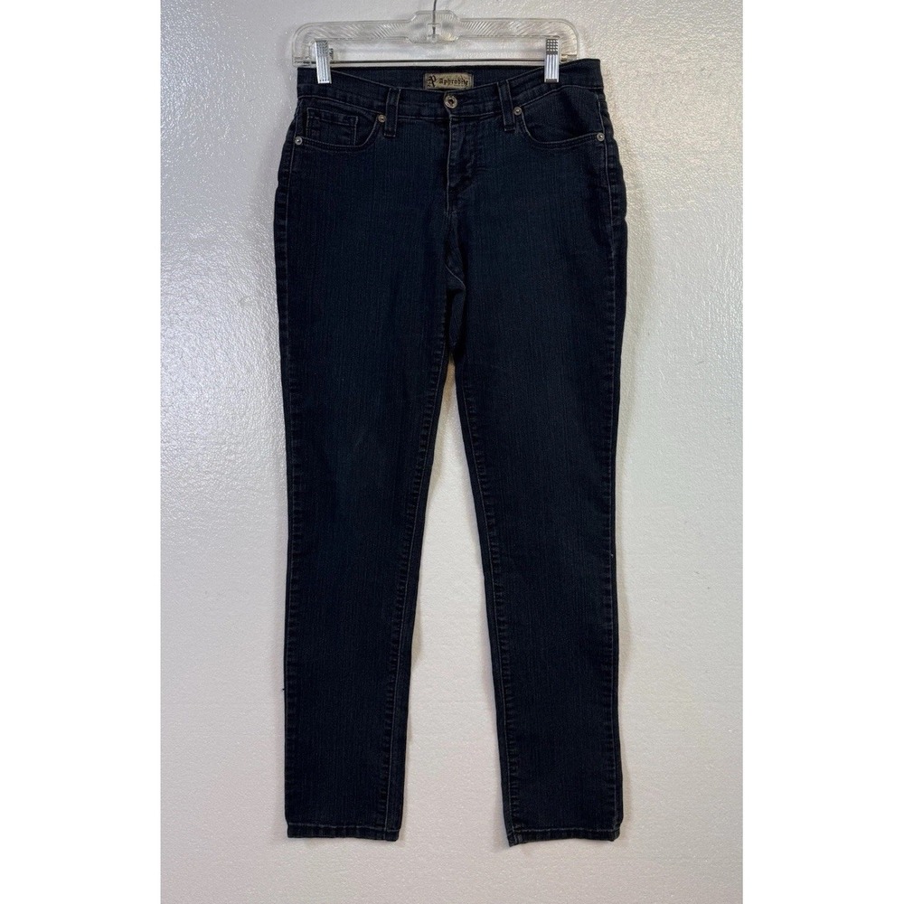 Aphrodite Women's Jeans Juniors Size 9‎ Blue 30x31 Dark Wash Distressed Made USA